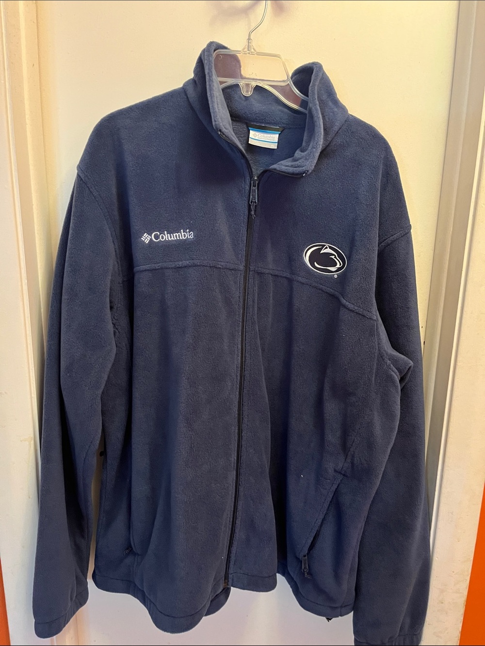 Columbia Navy Full-Zip Fleece with Penn State Patch XL